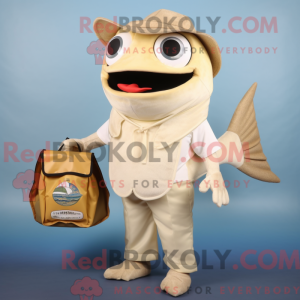 Béžová postava maskota Fish...
