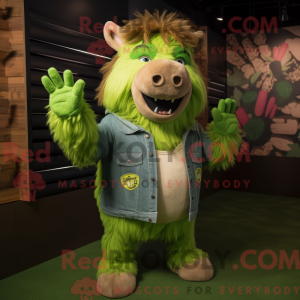 Lime Green Wild Boar mascot...