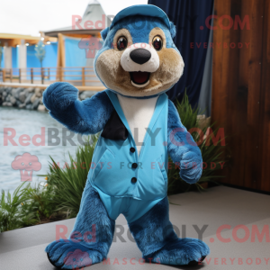 Blue Otter-maskotdraktfigur...