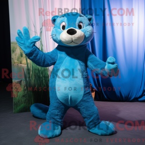 Blue Otter mascot costume...
