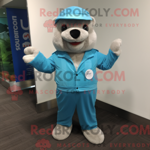 Blue Otter mascottekostuum...