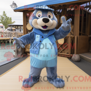 Blue Otter maskot kostume...