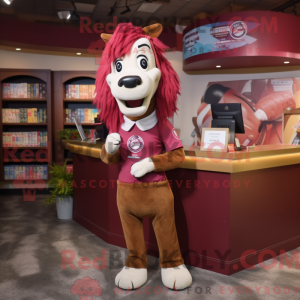 Maroon Horse mascot costume...