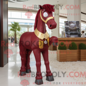 Maroon Horse mascot costume...