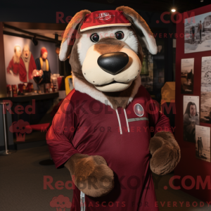 Maroon Dog mascot costume...