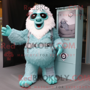 Blågrøn Yeti maskot kostume...
