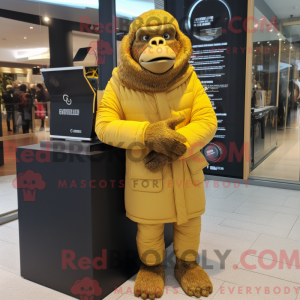 Guld Gorilla maskot kostume...