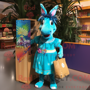 Turquoise Donkey mascot...