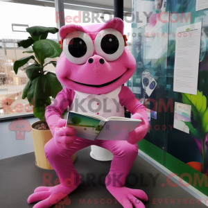 Pink Frog mascottekostuum...