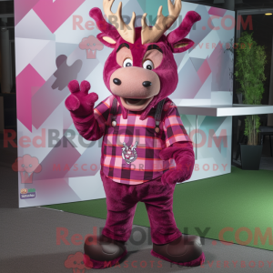 Magenta Deer mascot costume...