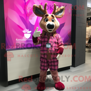Magenta Deer mascot costume...