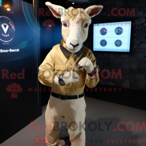 Beige Goat mascot costume...