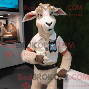Beige Goat mascot costume...