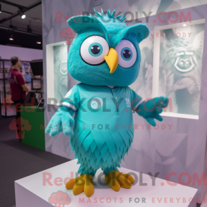 Cyan Owl maskotdraktfigur...