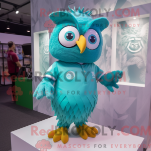 Maskotdraktfigur Cyan Owl...