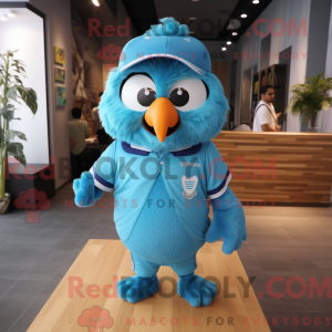 Maskotdraktfigur Cyan Owl...