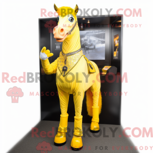 Gul hest maskot kostume...