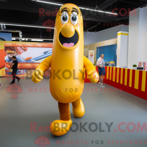 Gold Hot Dog maskot kostume...