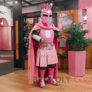 Pink Medieval Knight mascot...