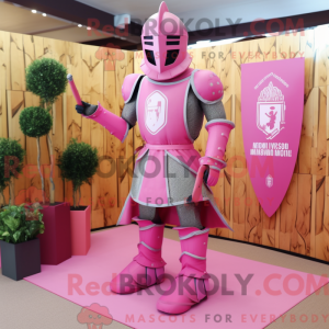 Pink Medieval Knight mascot...