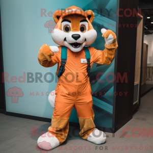 Orange Puma maskot kostume...