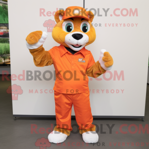 Orange Puma maskot kostume...