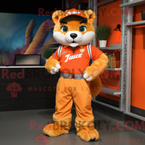 Orange Puma maskot kostume...