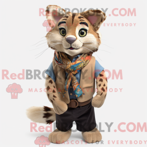 Tan Bobcat maskot kostume...