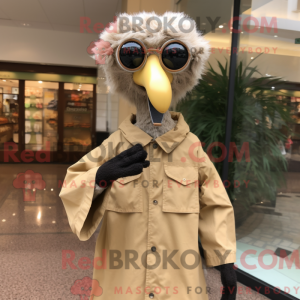 Tan Ostrich maskot drakt...