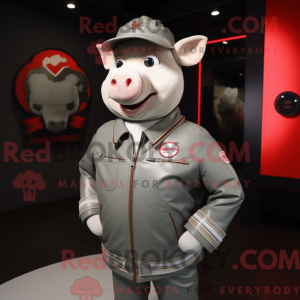 Gray Pig maskot kostume...