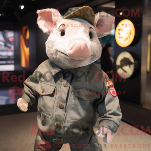 Gray Pig maskot kostume...
