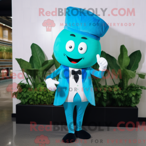 Cyan Radish mascot costume...