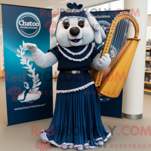 Navy Celtic Harp mascot...
