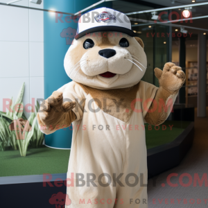 Beige Otter mascot costume...