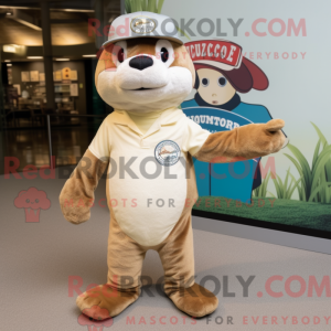 Beige Otter mascot costume...