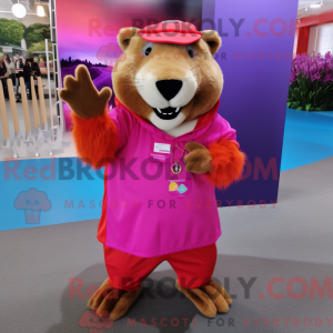 Magenta Capybara maskot...