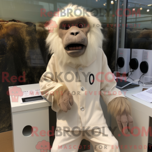 Cream Baboon mascot costume...