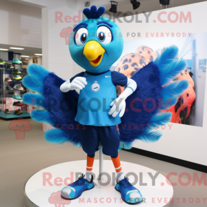 Blue Peacock mascot costume...