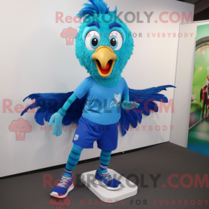 Blue Peacock mascot costume...