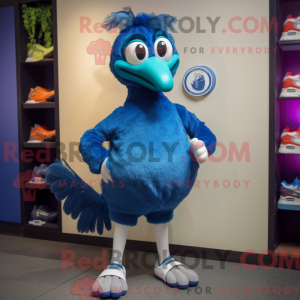 Blue Peacock maskot kostume...