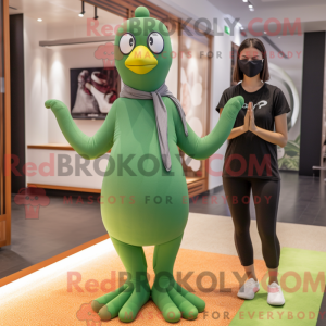 Green Quail mascot costume...