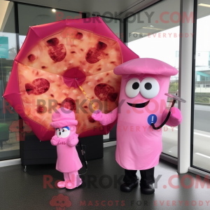 Pink Pizza Slice maskot...