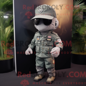 Grå Commando maskot kostume...