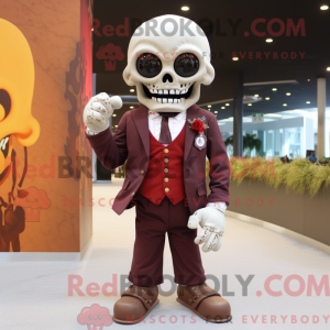 Maroon Skull maskot kostume...