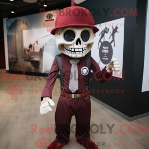 Maroon Skull mascot costume...