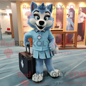 Sky Blue Wolf maskot...