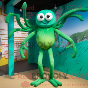 Green Spider mascot costume...