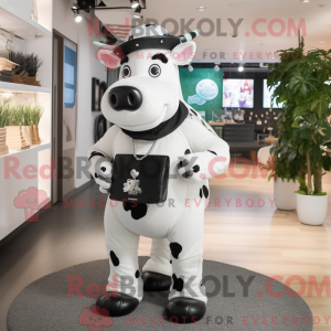 Hvid Holstein Cow maskot...