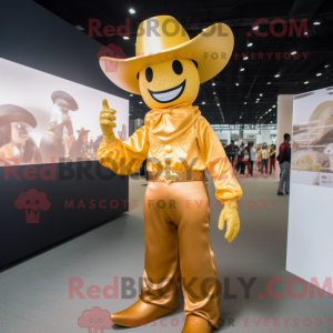 Gold Cowboy maskot kostume...