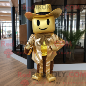 Gold Cowboy mascot costume...